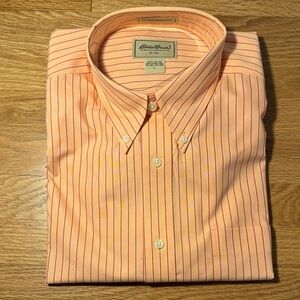 ✅ BRAND NEW EDDIE BAUER Long Sleeve Button Down Pinstriped Dress Shirt Sz Large